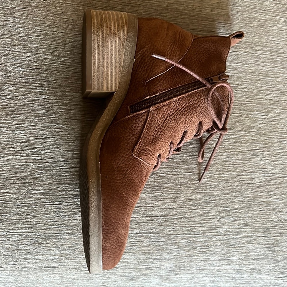 Lucky Brand Tan Lace-Up Ankle Booties